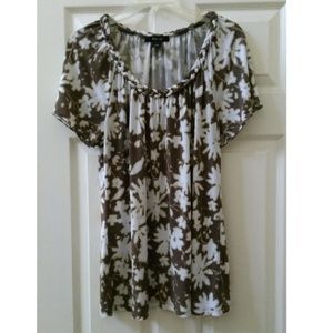 Style & Co Floral Print Short Sleeve Top Size L